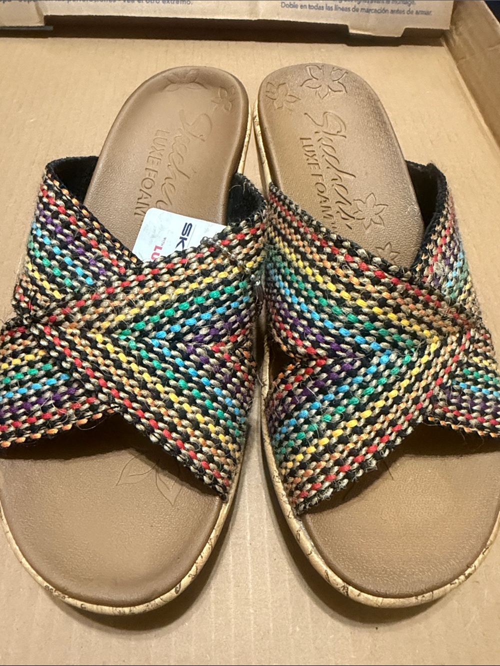 Skechers Rainbow Woven Crisscross Slide Sandals